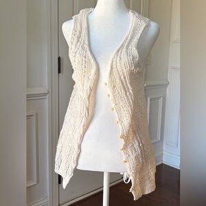 Free People Cream Knit Cardigan Vest